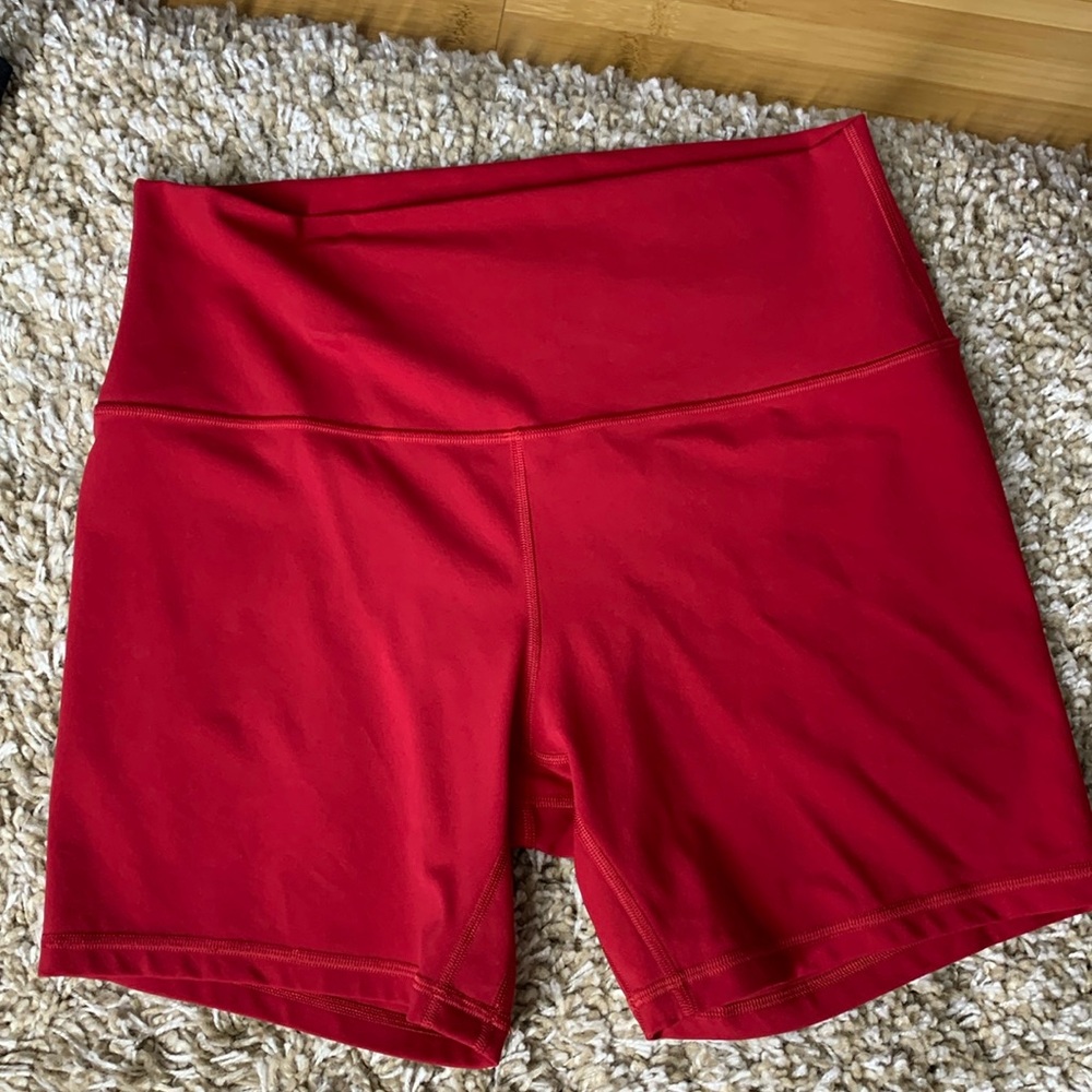 lululemon athletica align true red Bike Shorts. Sz 12 6” inseam. Worn once. Euc